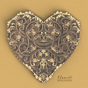 תבנית לב רב-שכבתית - תמונת שכבות בחיתוך לייזר