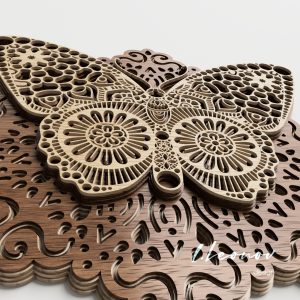 תבנית פרפר מעוצבת - תמונת שכבות בחיתוך לייזר