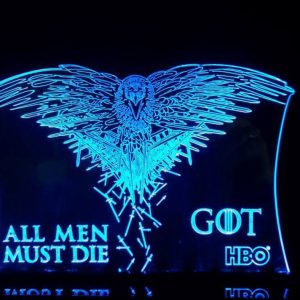 כל הגברים חייבים למות משחקי הכס מנורת תלת מימד אקרילית - בחיתוך לייזר