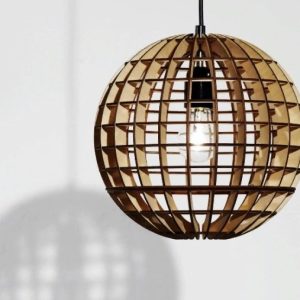 כדור מנורת תליון עץ - בחיתוך לייזר