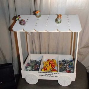 עגלת ממתקים טרולי מתוק - בחיתוך לייזר