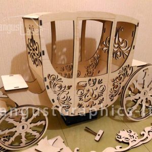 פאזל תלת מימד של כרכרה - בחיתוך לייזר