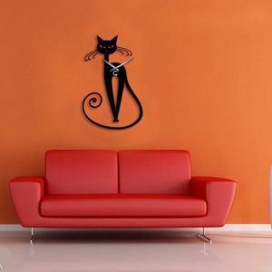 תבנית שעון קיר של חתול - בחיתוך לייזר