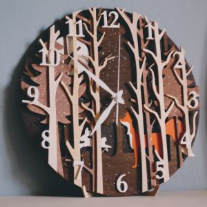 תבנית שעון שועל יער - בחיתוך לייזר