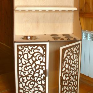 תנור בישול סט מטבח צעצוע מעץ - בחיתוך לייזר