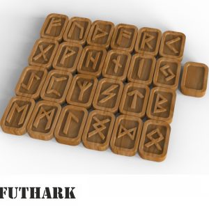 סט רונים מעץ Elder Futhark - בחיתוך לייזר