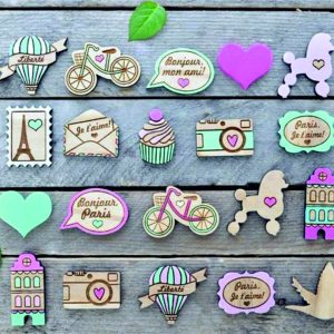 סיכות מגנטים מעץ חרוטים - בחיתוך לייזר