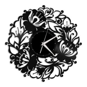 פרחים דקור ויניל שעון קיר - בחיתוך לייזר