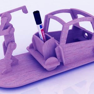 מעמד למחזיק עט עגלת גולף - בחיתוך לייזר