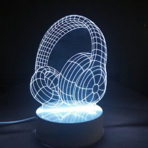 אוזניות 3D LED מנורת לילה - בחיתוך לייזר