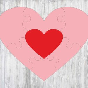 תבנית פאזל לב - בחיתוך לייזר