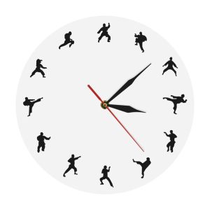 שעון קיר קראטה אומנויות לחימה ספורט קונג פו עיצוב קיר - בחיתוך לייזר