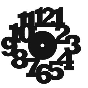 שעון קיר גדול עם מספרים מודגשים - בחיתוך לייזר