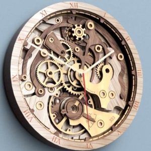 שעון עץ שכבות - בחיתוך לייזר