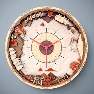 שעון קיר שכבות מעץ - בחיתוך לייזר