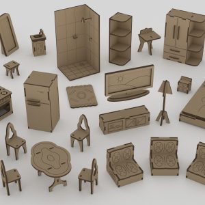 Mini Kit ריהוט בית בובות - בחיתוך לייזר