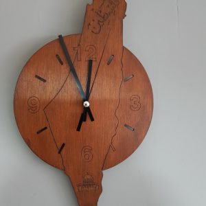 שעון קיר מפת פלסטין - בחיתוך לייזר