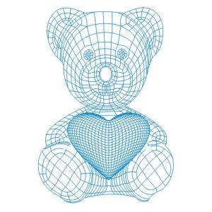 דובון עם לב תוכנית מנורת אשליה תלת מימדית - בחיתוך לייזר