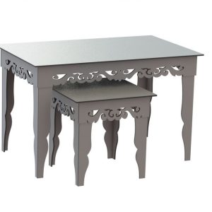 שולחנות קינון וינטג' זוג נתב CNC - בחיתוך לייזר