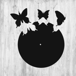 תבנית שעון קיר עם פרפרים - בחיתוך לייזר