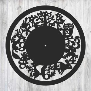 שעון קיר עם חיות - בחיתוך לייזר