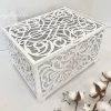 קופסת כרטיסי חתונה קישוטים ליום הולדת קופסת כרטיסים מעץ עם מנעול - בחיתוך לייזר
