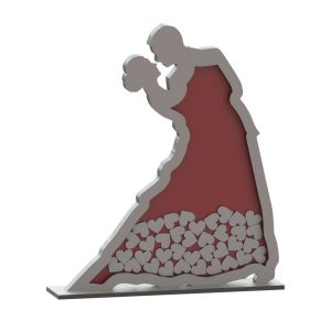 קופסת איחולים לחתונה עם לבבות - בחיתוך לייזר