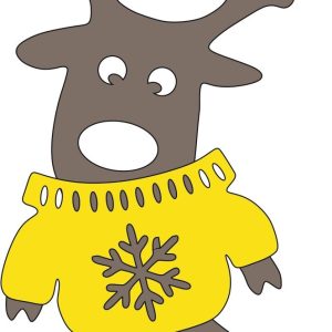 צבי מלאכת עץ בסוודר - בחיתוך לייזר