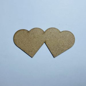 מגזרת לב כפול מעץ למלאכת יד - בחיתוך לייזר