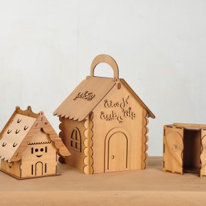 קופסת עץ עם לב - בחיתוך לייזר