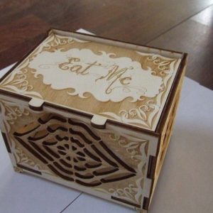 קופסת עוגיות מעץ קופסת עץ עם מכסה - בחיתוך לייזר