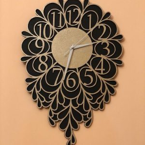 שעון קיר דקורטיבי מעץ - בחיתוך לייזר