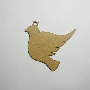 קישוט חג המולד תלוי יונה בצורת יונה מעץ - בחיתוך לייזר