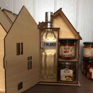 תבנית קופסת יין מעץ - בחיתוך לייזר